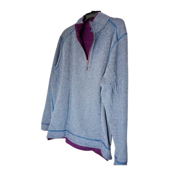 Tommy Bahama Mens Plum Half Zip Knit Reversible Long Sleeve Pullover Sz L New - Picture 6 of 13